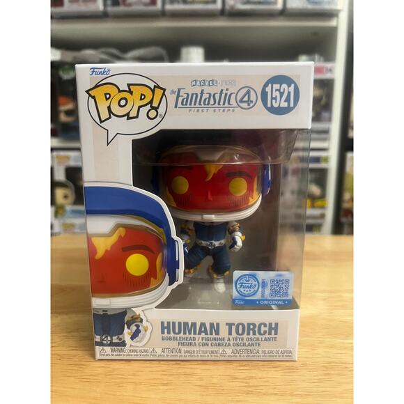 EXCLUSIVE Human Torch Space Suit Fantastic 4 Funko Pop Bobblehead #1521 Marvel - Picture 1 of 6